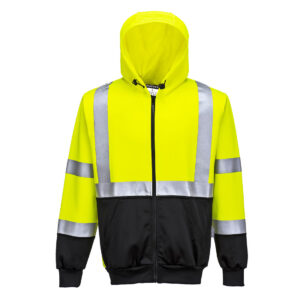 SWEAT HI-VIS BICOLORE ZIPPÉ À CAPUCHE