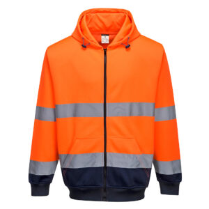 SWEAT HI-VIS BICOLORE ZIPPÉ À CAPUCHE