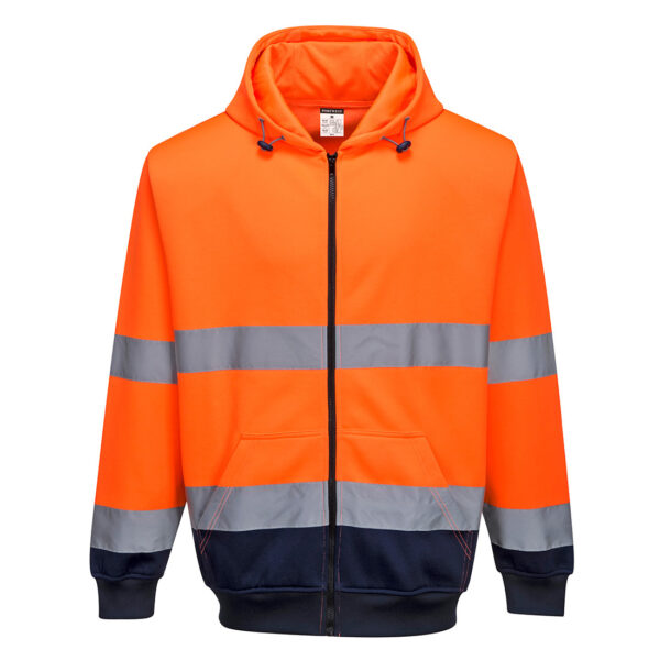 SWEAT HI-VIS BICOLORE ZIPPÉ À CAPUCHE
