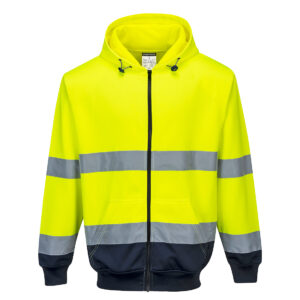 SWEAT HI-VIS BICOLORE ZIPPÉ À CAPUCHE