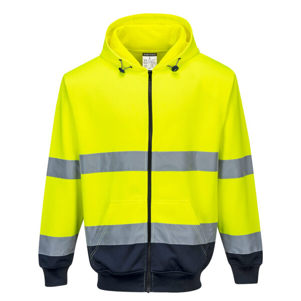 SWEAT HI-VIS BICOLORE ZIPPÉ À CAPUCHE