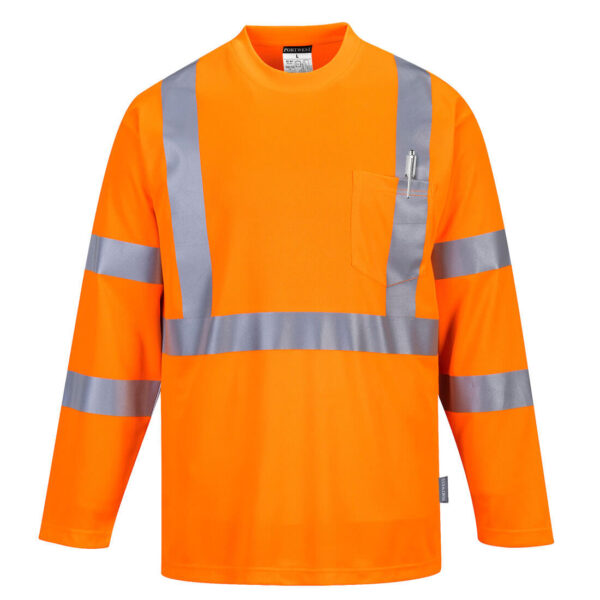 T-SHIRT HI-VIS MANCHES LONGUES AVEC POCHE