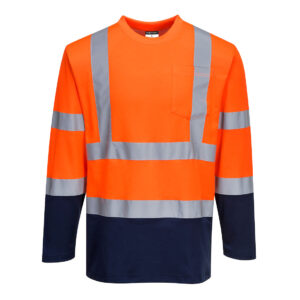 T-SHIRT COTON COMFORT BICOLORE MANCHES LONGUES