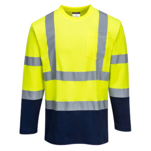 T-SHIRT COTON COMFORT BICOLORE MANCHES LONGUES