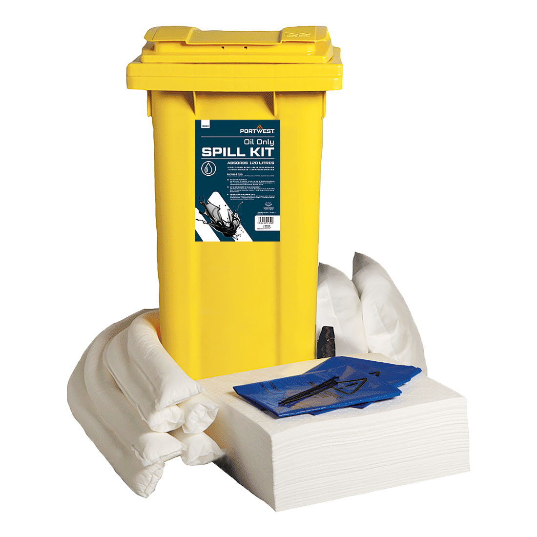 KIT ABSORBANTS 120 LITRES POUR HYDROCARBURES UNIQUEMENT