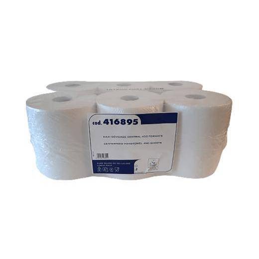 Lot de 6 Bobines Papiers Essuie Mains dévidage central 450 Formats